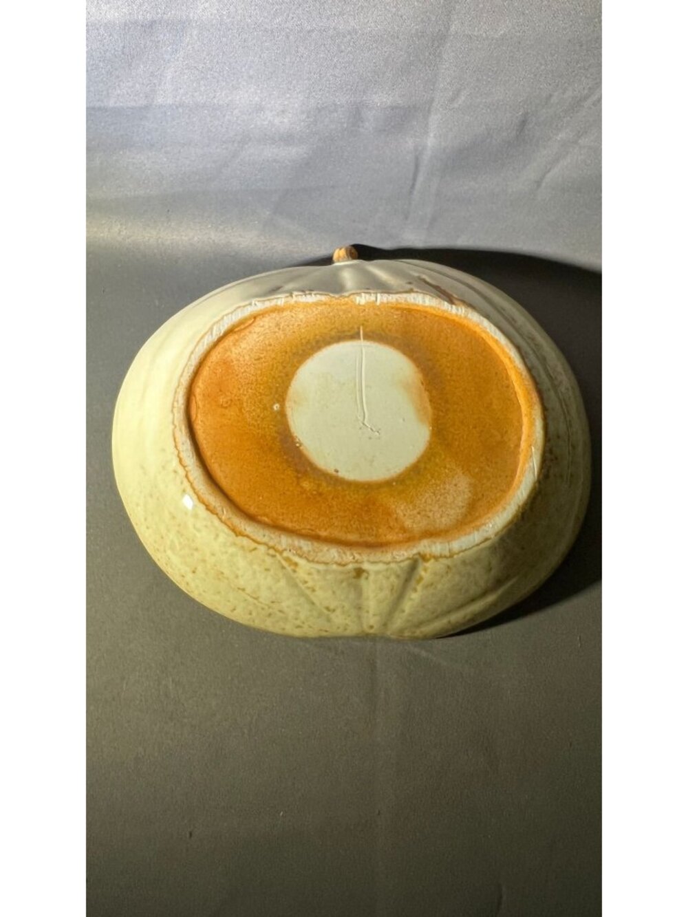 Handcrafted Ceramic Pumpkin Bowl With Leaf Detail - Picture 2 of 3